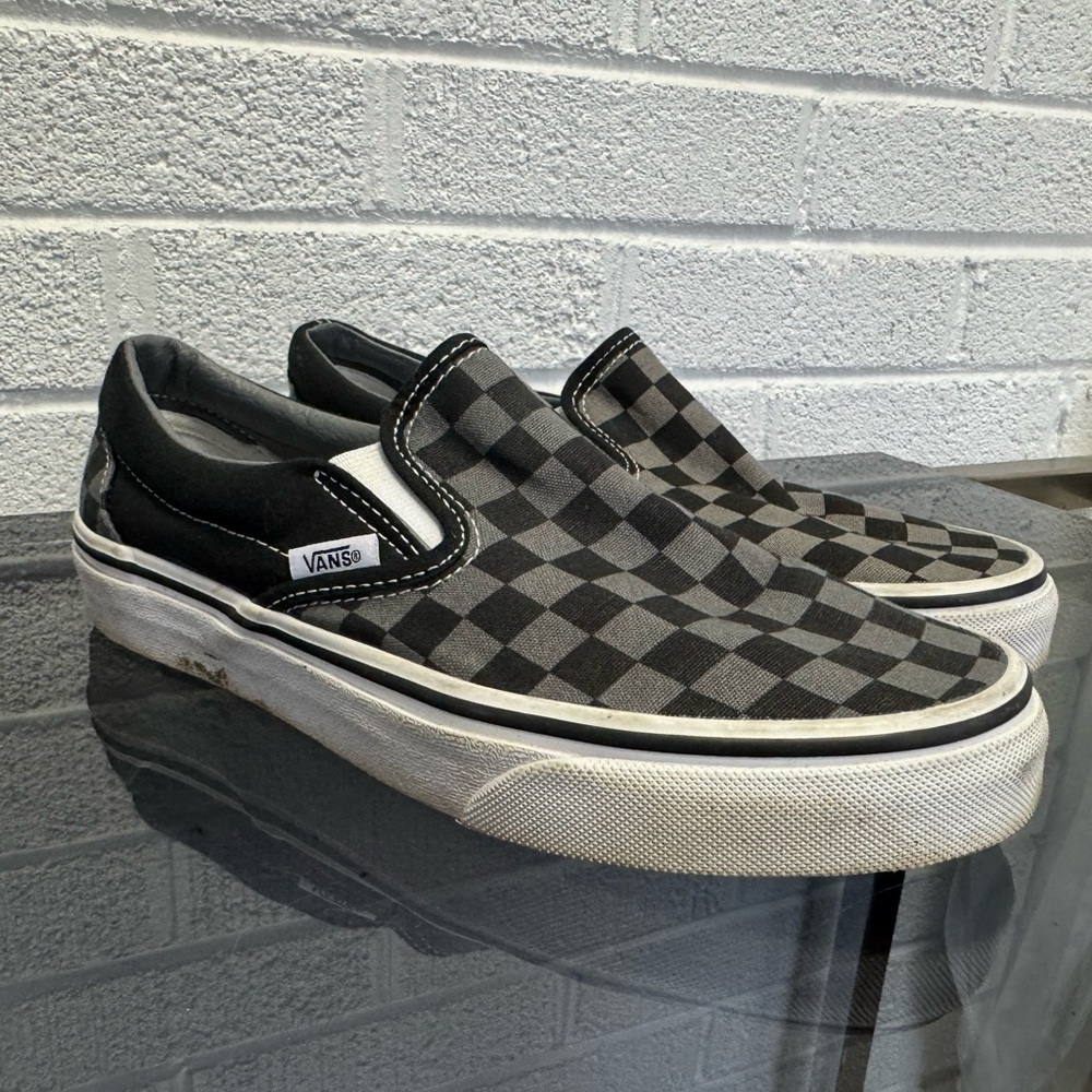 Vans Checkerboard Slip-On Sneakers in Black and Gray